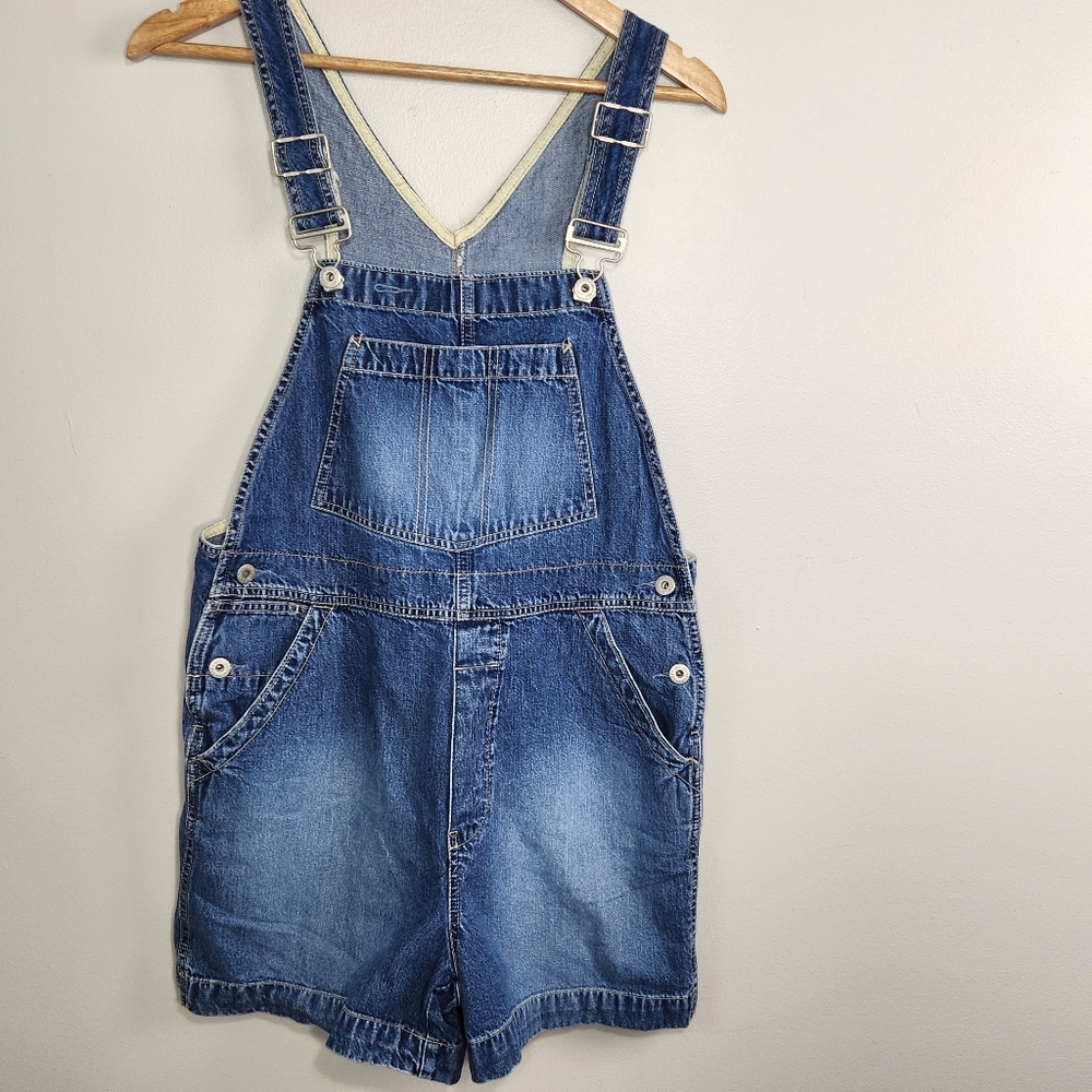 Gap Y2K Overalls Short Denim Size Small - Med VTG